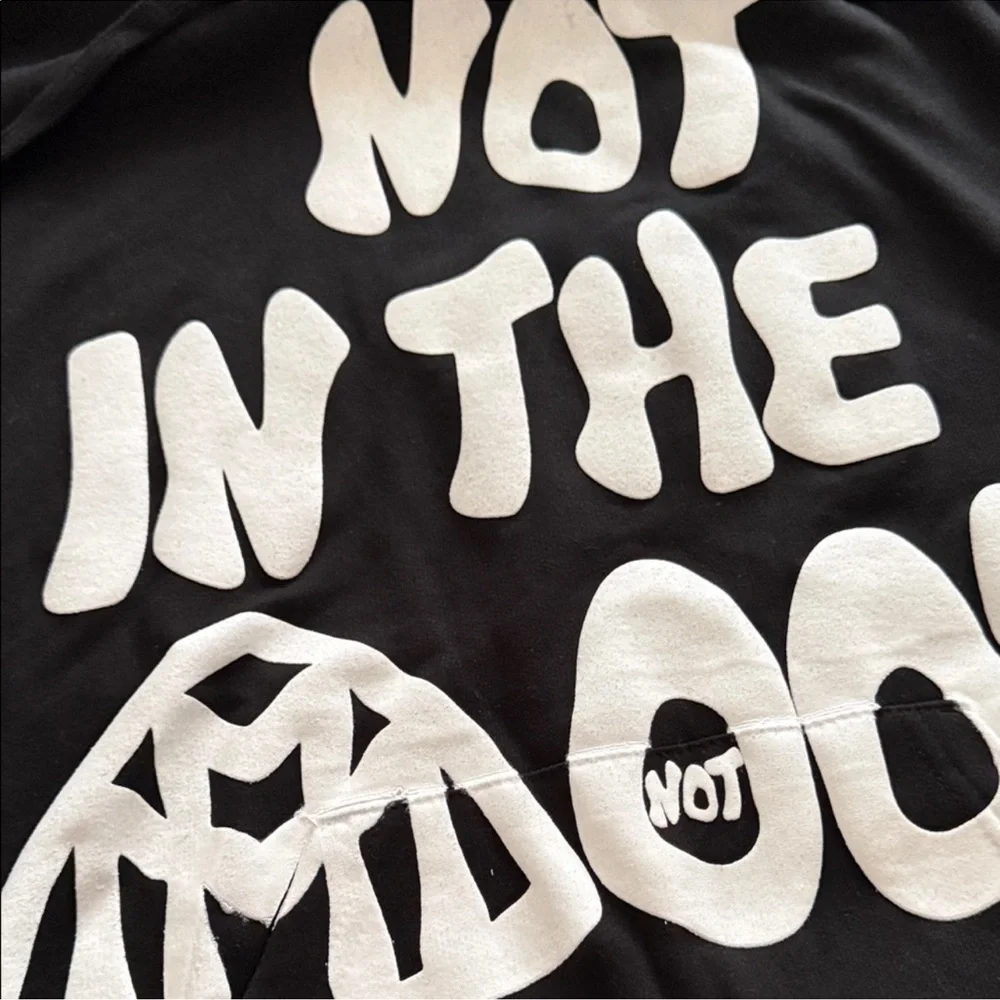 Mood Swings hooded sweatshirt- Black with White Print - Picture 3 of 3